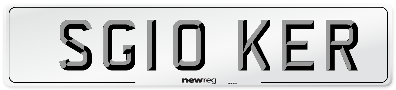 SG10 KER Number Plate from New Reg